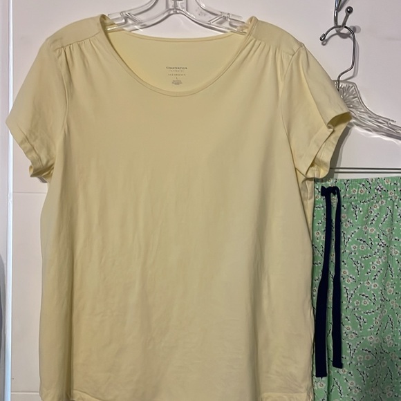Charter Club Women’s pajama set, Yellow Top, Mint Floral Print Bottom size M/L - Picture 2 of 16